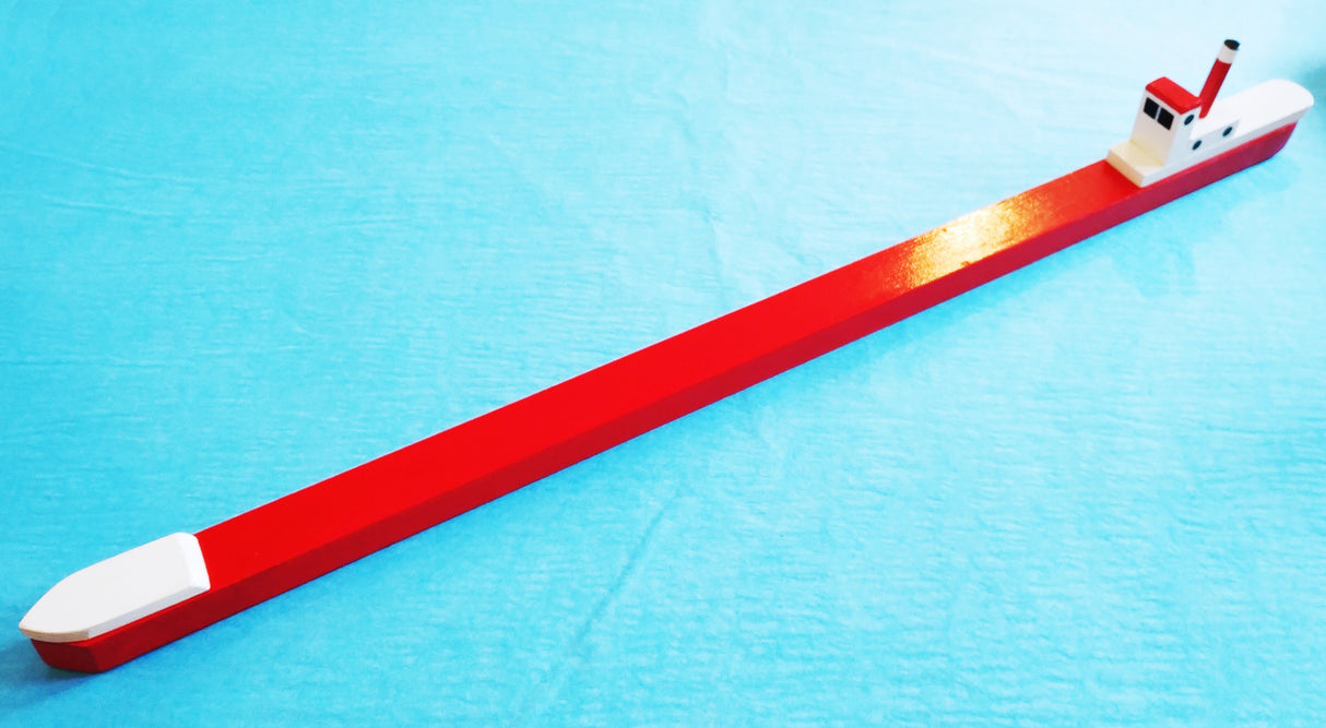 Large red long fishing boat by David Fry (COM)