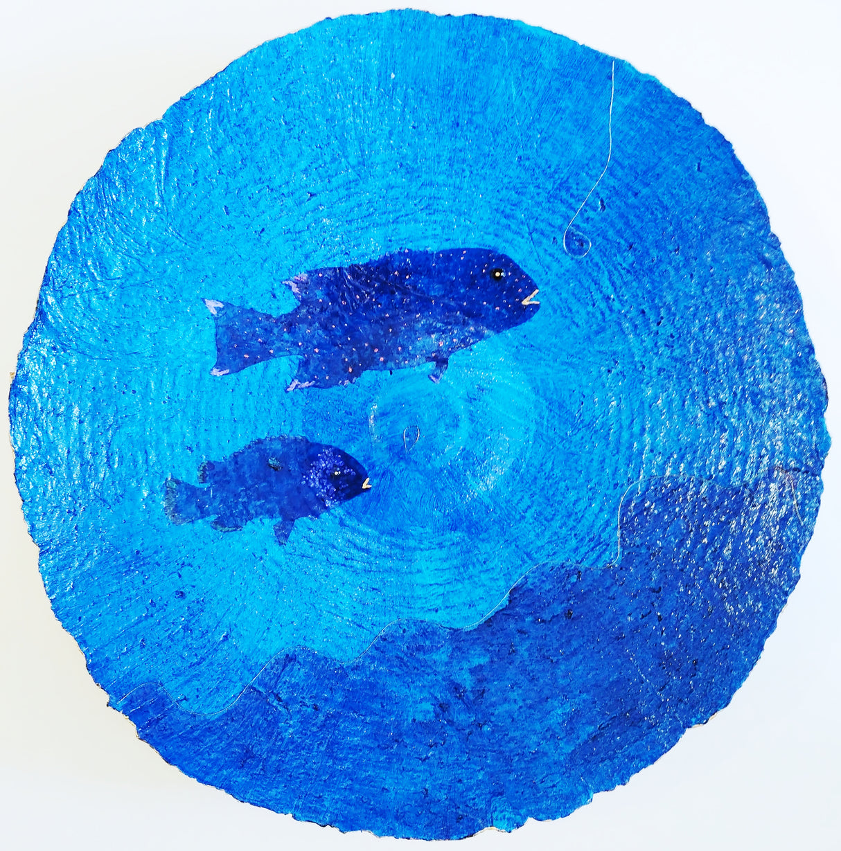 Large Ocean Blue papier mache bowl.