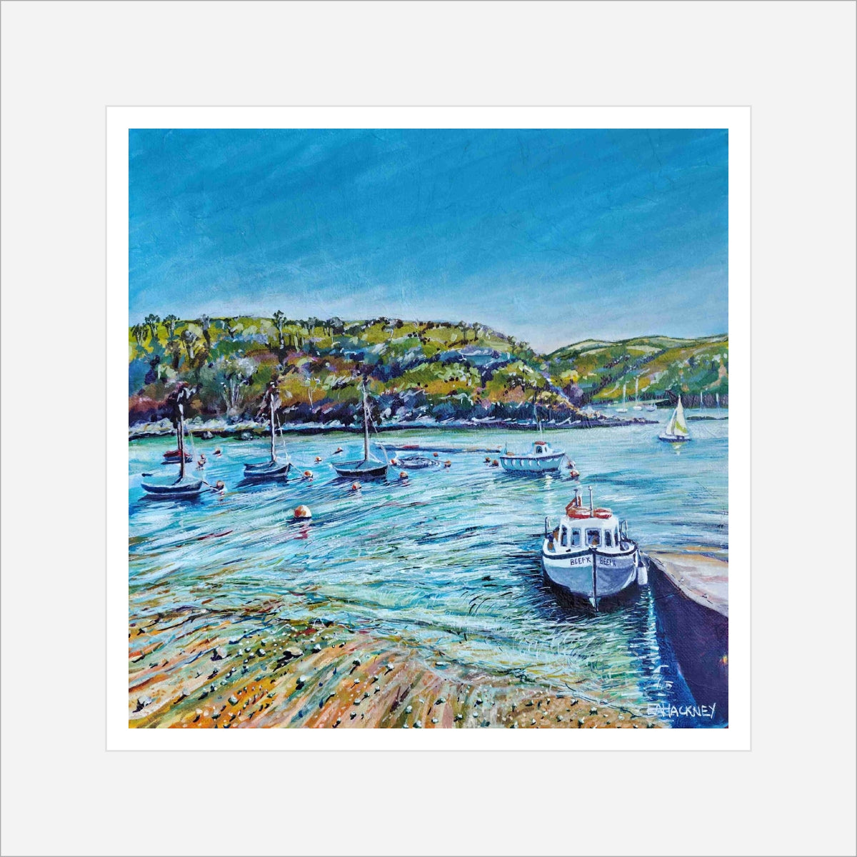 “Low Tide at Town Quay, Fowey" prints by Liz Hackney