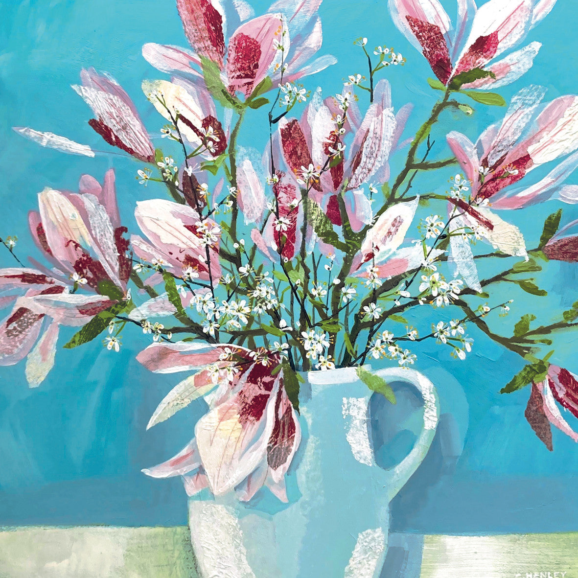 Magnolia and Blackthorn Blossom, Claire Henley Card