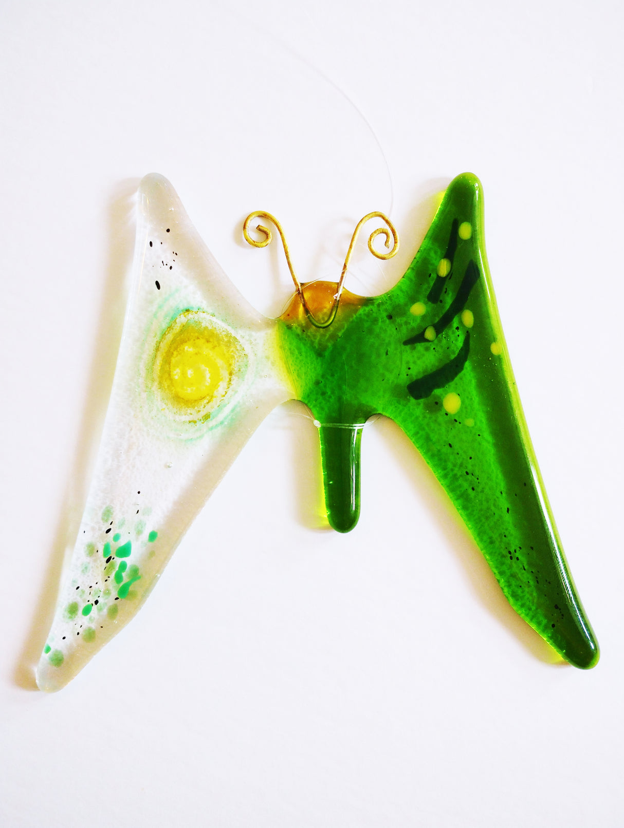 Green and Yellow Glass Butterfly lightcatcher