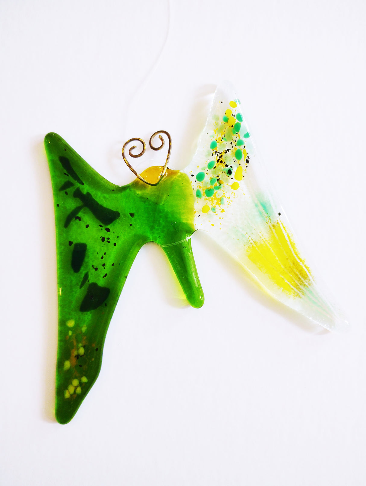 Green and Yellow Glass Butterfly lightcatcher
