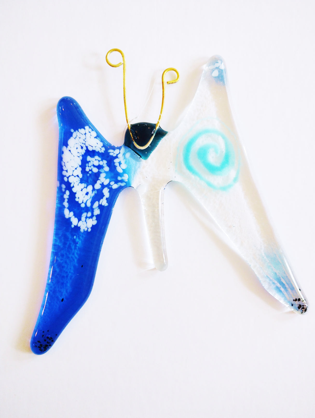 Blue and White Glass Butterfly lightcatcher
