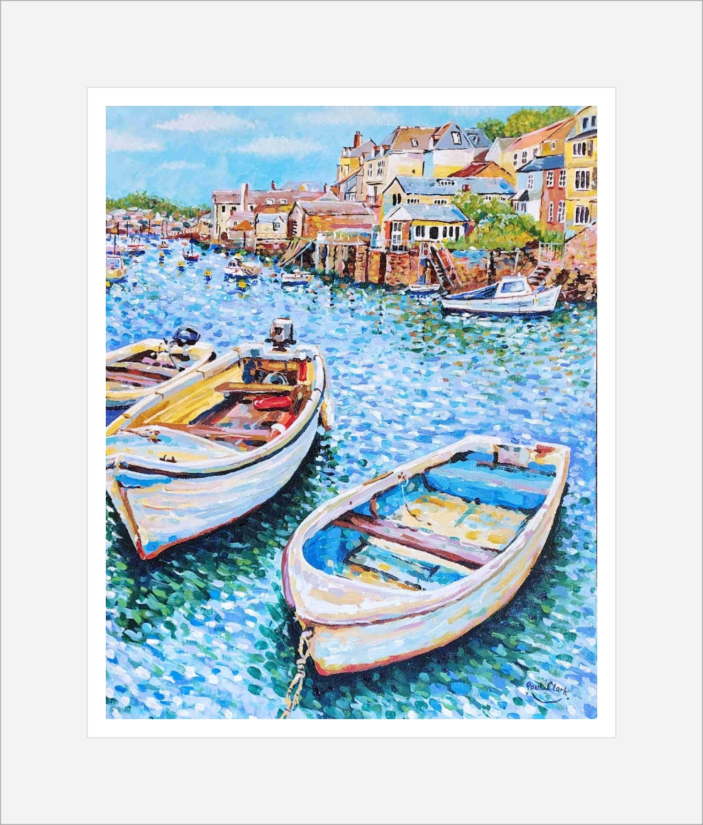 Fowey Harbour Moorings, print by Paul Clark
