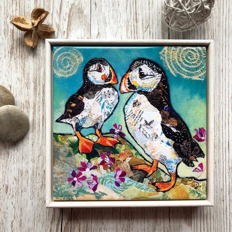 Puffin Pals framed ceramic tile