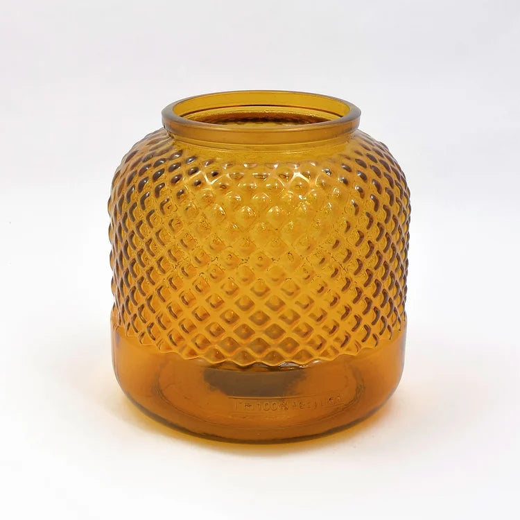 Recycled Glass "Diamond" Vase in Amber