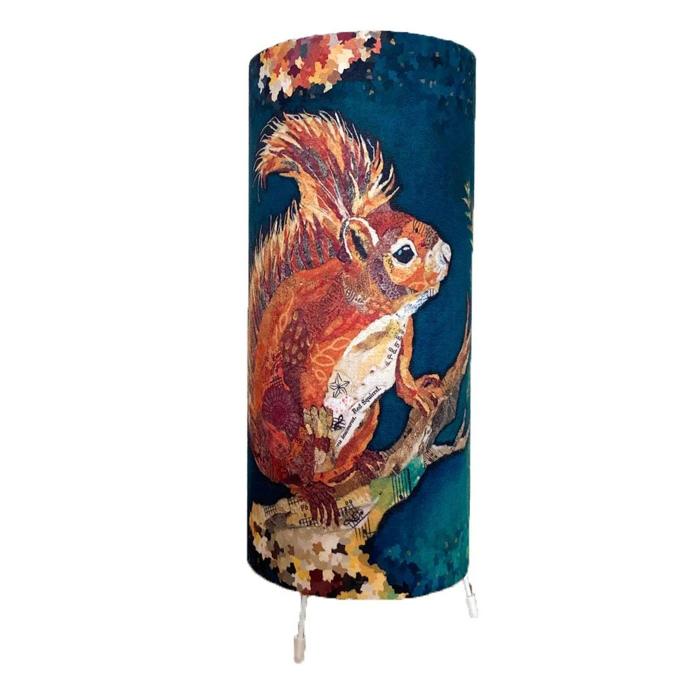 Red Squirrel Cylinder Lamp by Dawn Maciocia