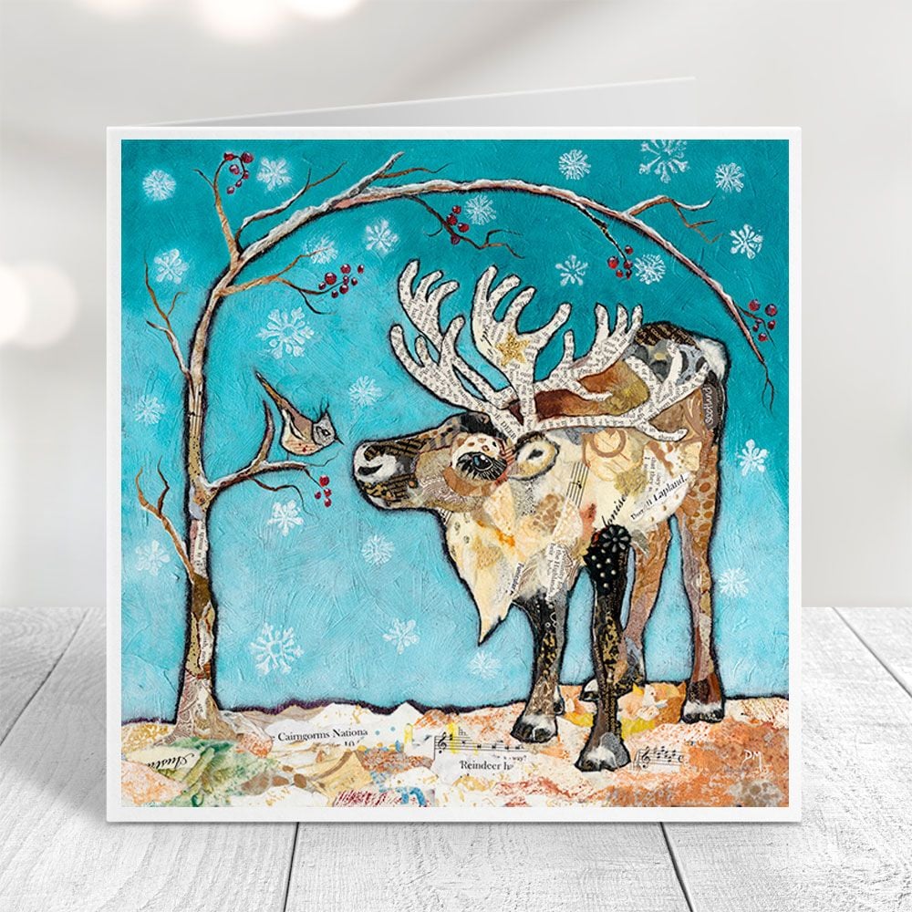 "Reindeer and Bird" card by Dawn Maciocia