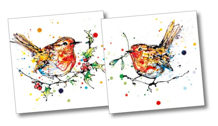 Robin & Mistletoe Christmas card pack of 10 by Kathryn Callaghan