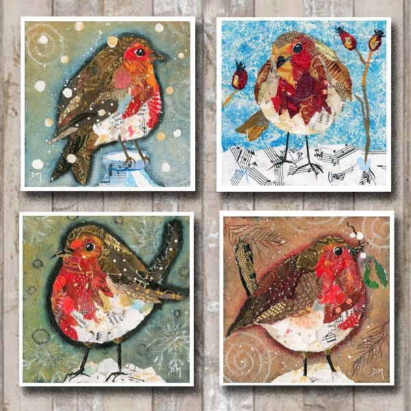Pack of 8 Robins Christmas cards