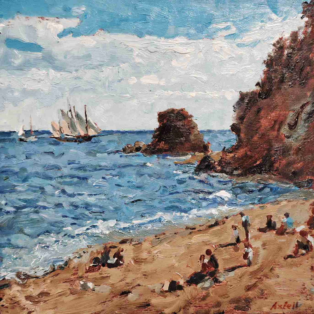 "Sail Festival at Gull Rock, Charlestown" original painting by David Axtell (COM)