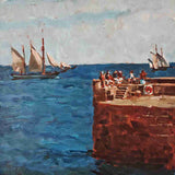 "Sail Watchers at Charlestown Harbour" original painting by David Axtell (COM)