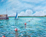"Sailing off Polkerris" original painting by Liz Hackney
