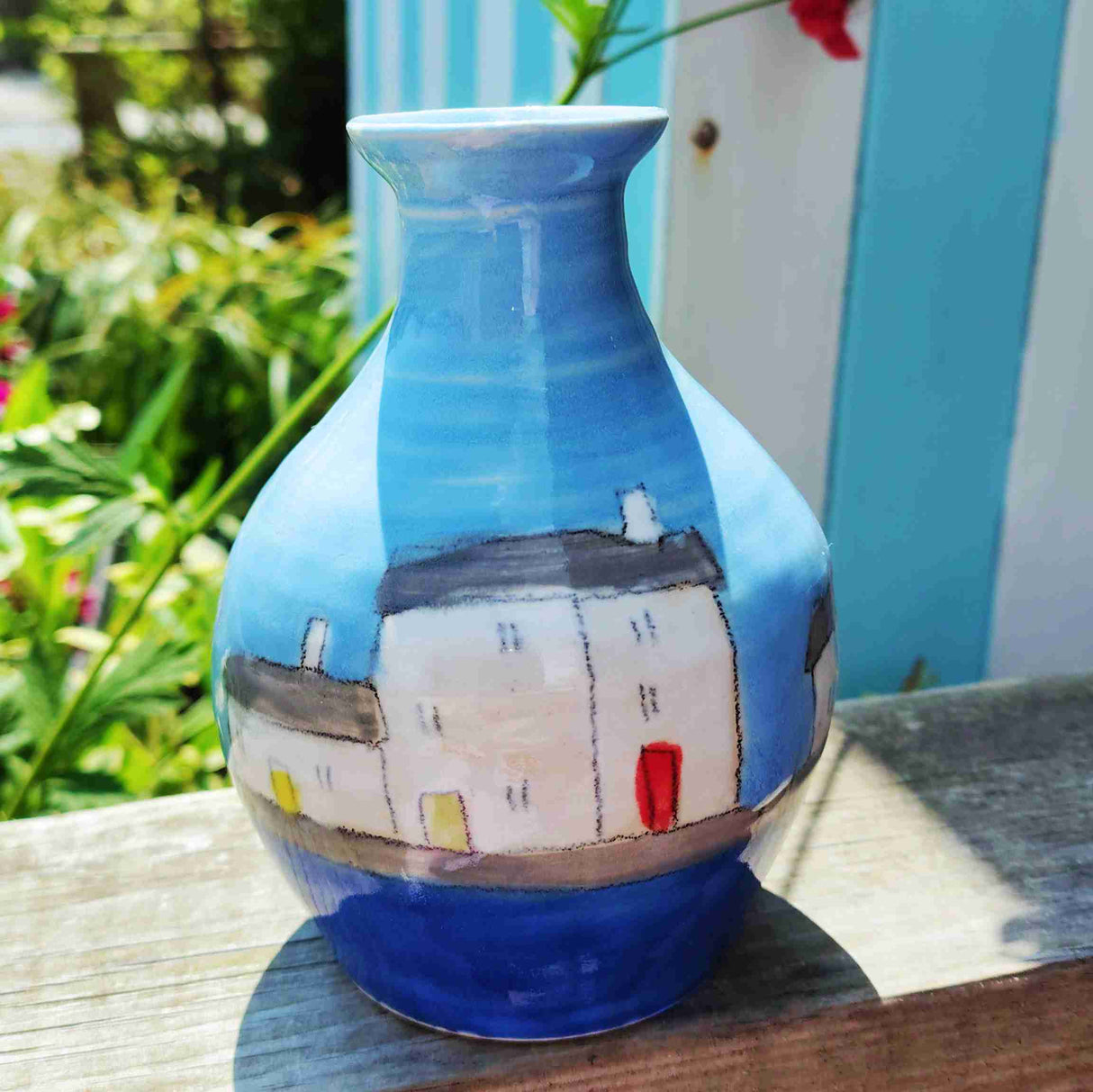 Seaside Cottage posy vase by Wellydog Ceramics COM
