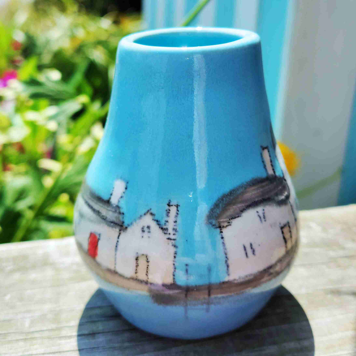 Seaside Cottage tiny posy vase by Wellydog Ceramics COM