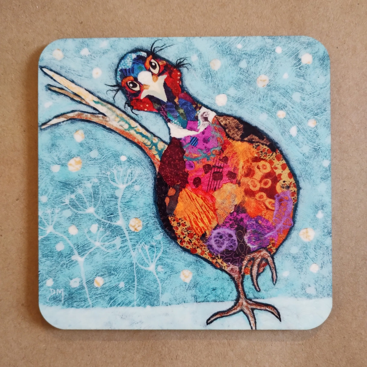 Snowshoe Shuffle Pheasant Coaster