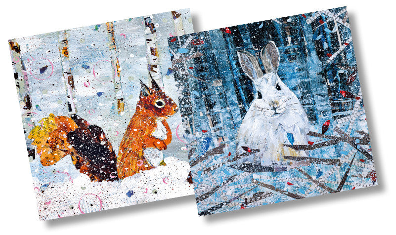 Squirrel & Hare Christmas card pack of 10 by Adam James Severn
