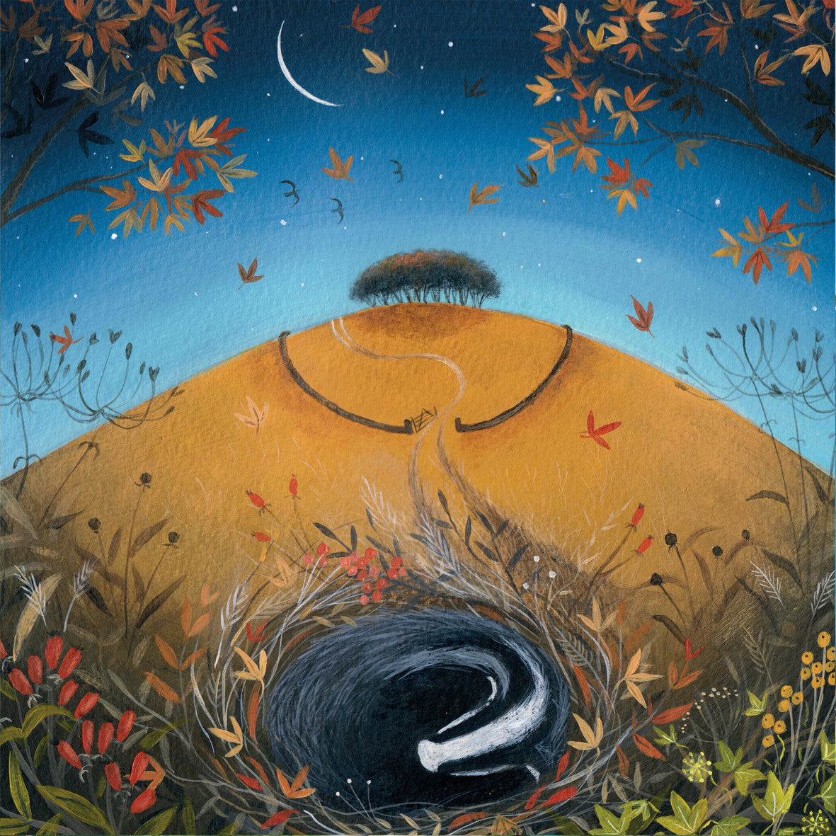 "Under Falling Leaves" card by Julia Crossland