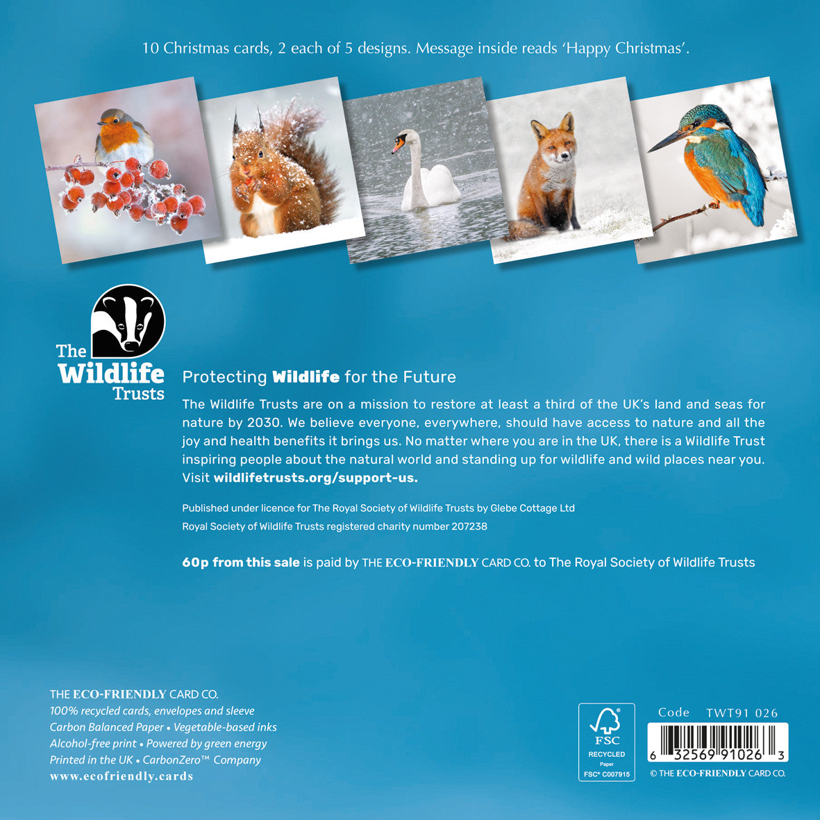 Wildlife Trust mixed pack of 10 photographic Christmas cards