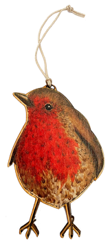 Robin garden bird wooden Christmas & Easter tree decoration