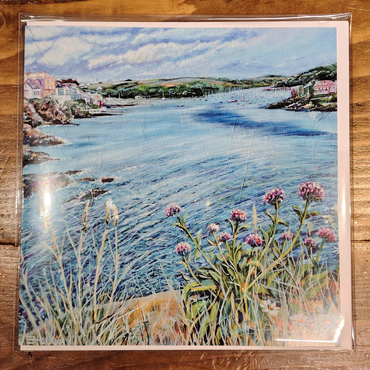 "Looking Back to Fowey" card by Liz Hackney