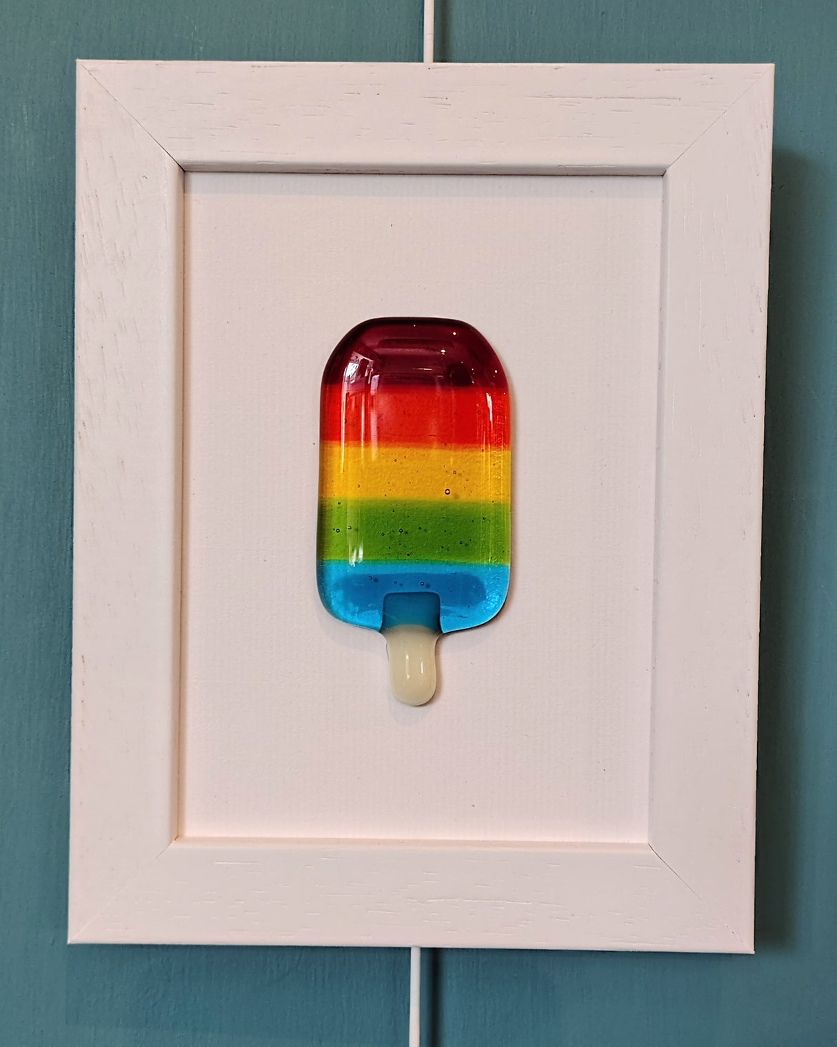 "Rainbow Lolly" fused glass picture by Niko Brown