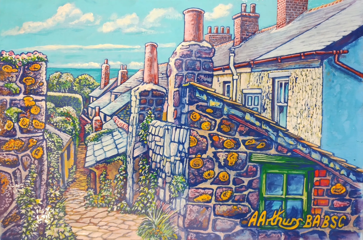 Down the Back Quay Road Cottages, Charlestown, by Alan Arthurs (com)