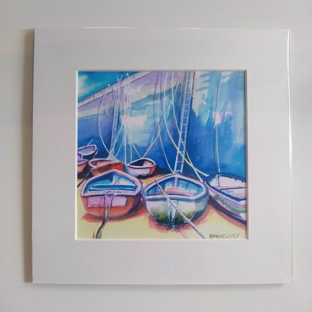 Boats & Ropes mini print by Liz Hackney