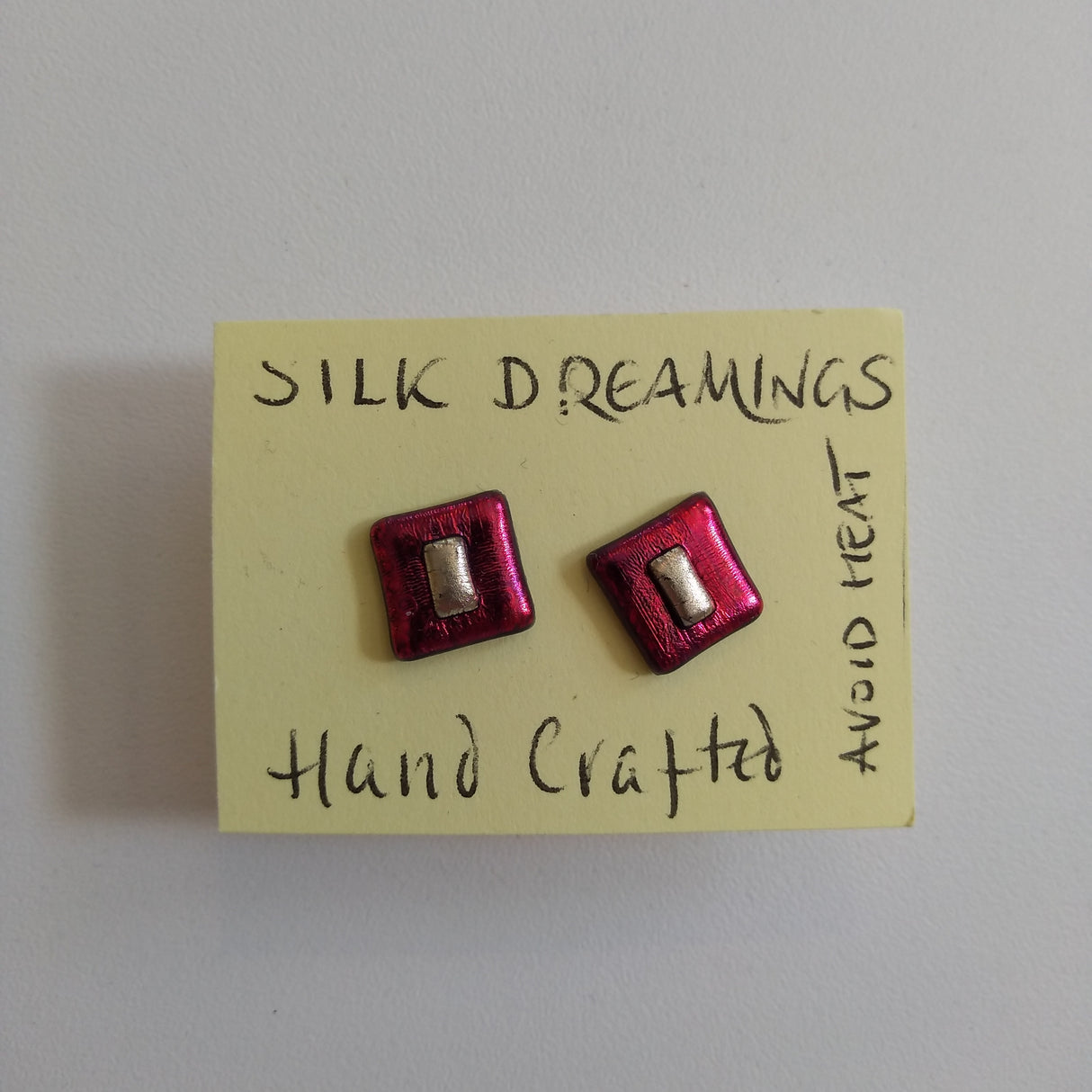Silk Dreamings square stud earrings.