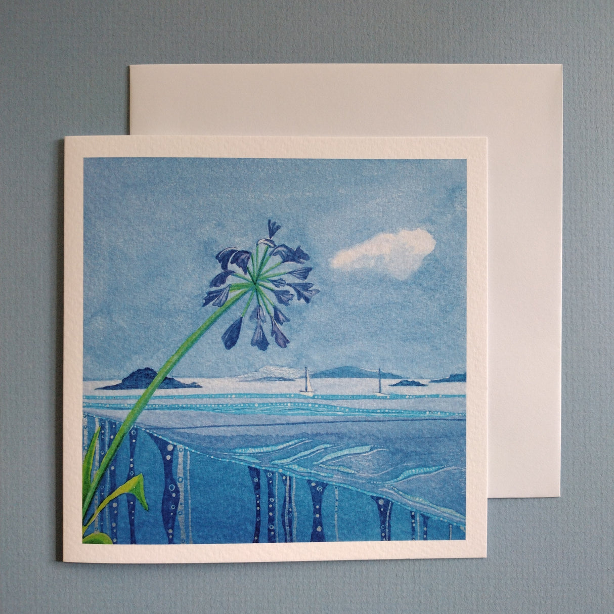 Blue Gaze Tresco, card by Rachel Cockerill-Sharpe