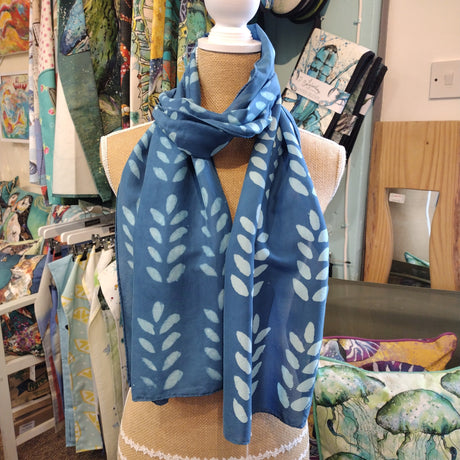 Janet Croome Cornish Clay, Cloth and Indigo Silk Scarf