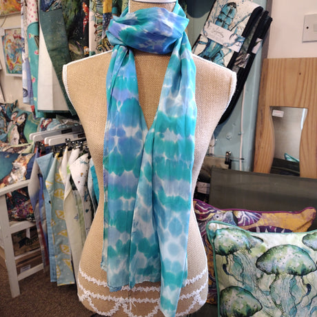 Janet Croome turquoise Silk Scarf