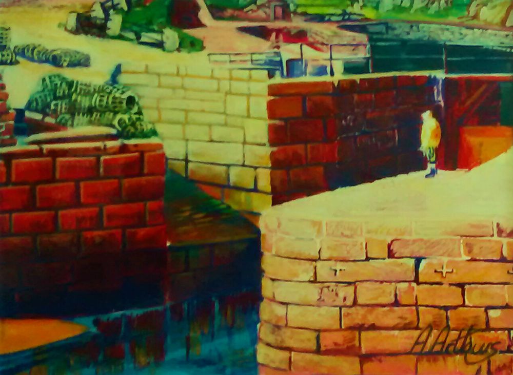 Alan Arthurs, Sunlit Harbour Wall Charlestown (com)