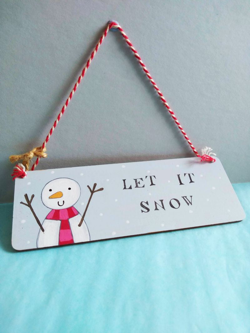 Annabel Dann Christmas "Let It Snow" Snowman Sign