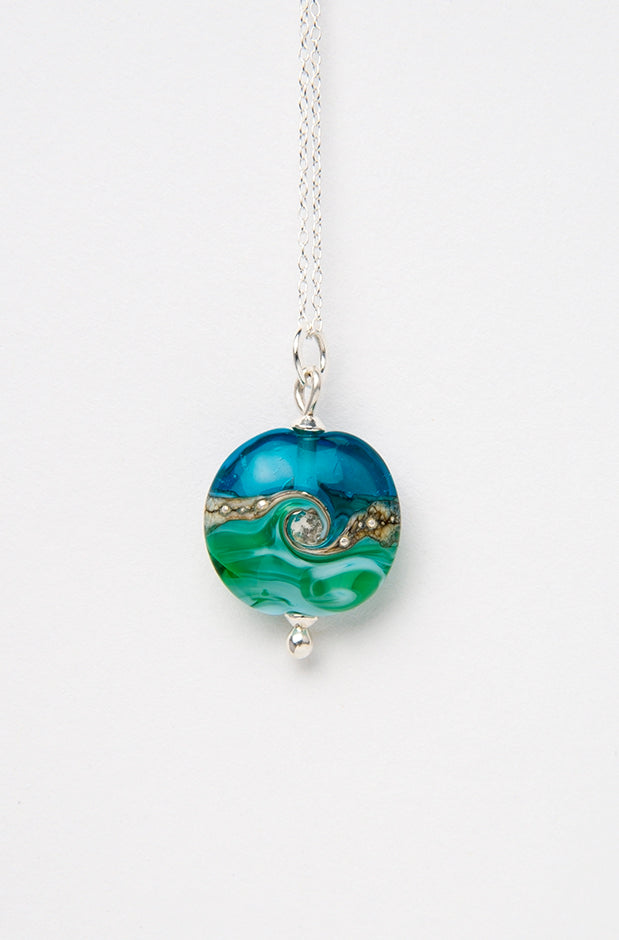 Deep Blue Sea Beach Babe Lentil pendant
