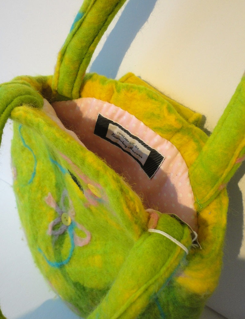 Beverley Harris, Lime Green Felted Bag