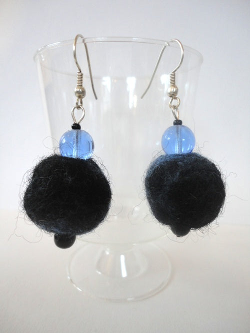 Deep Blue Felt earrings by Beverley Harris