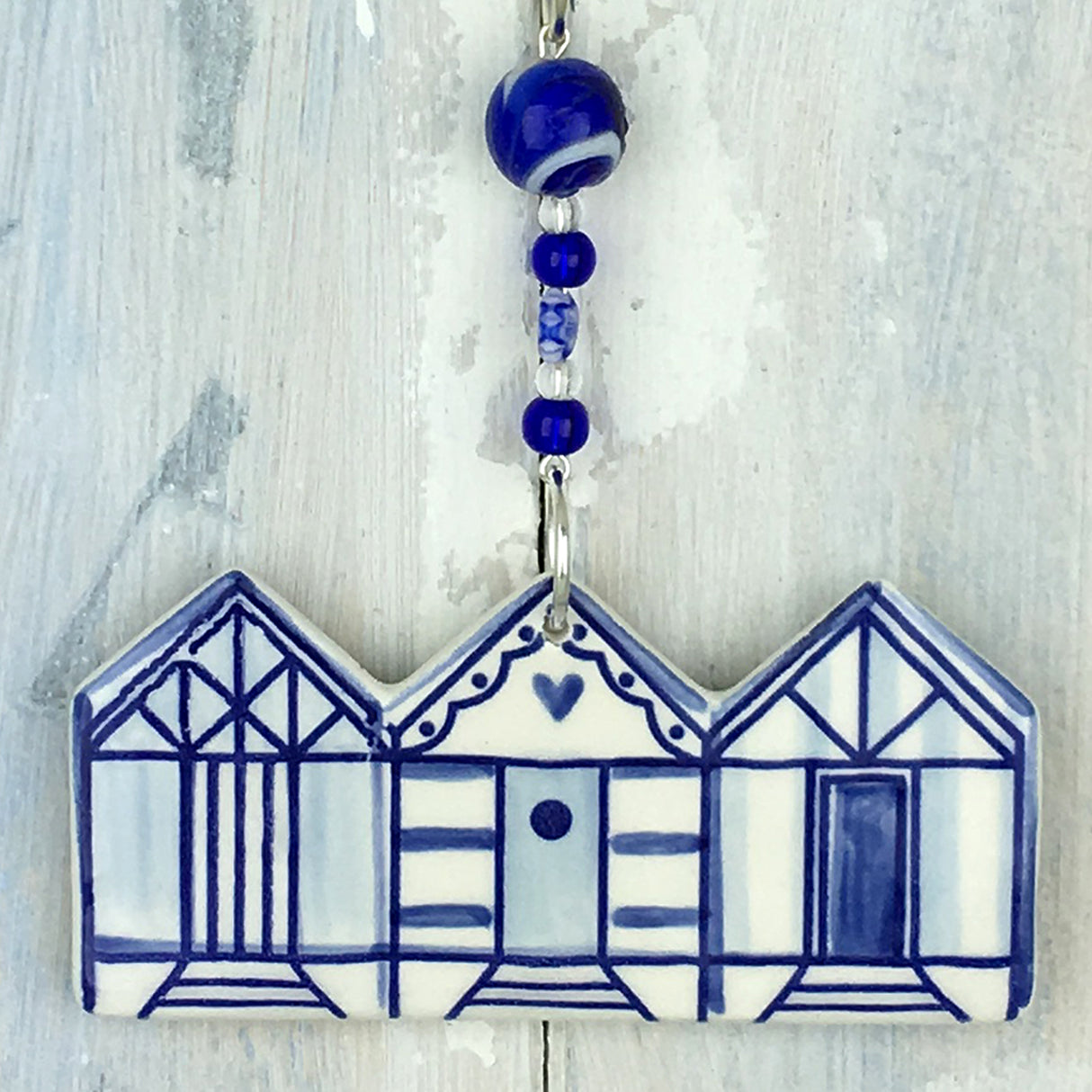 Handmade blue beach hut decoration