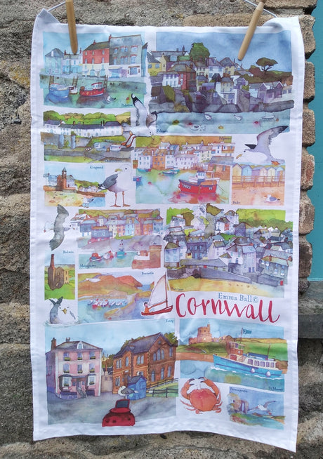 Emma Ball Cornwall tea towel (Charlestown)
