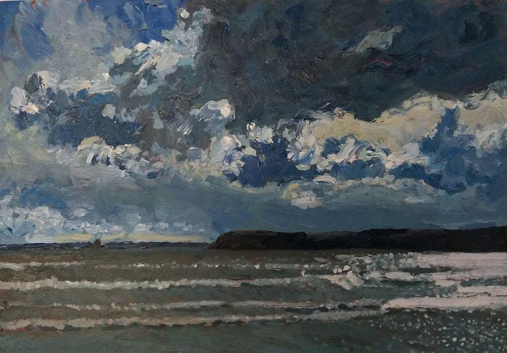 David Axtell "View of Nare Head From Hemmick Beach" original painting (com)