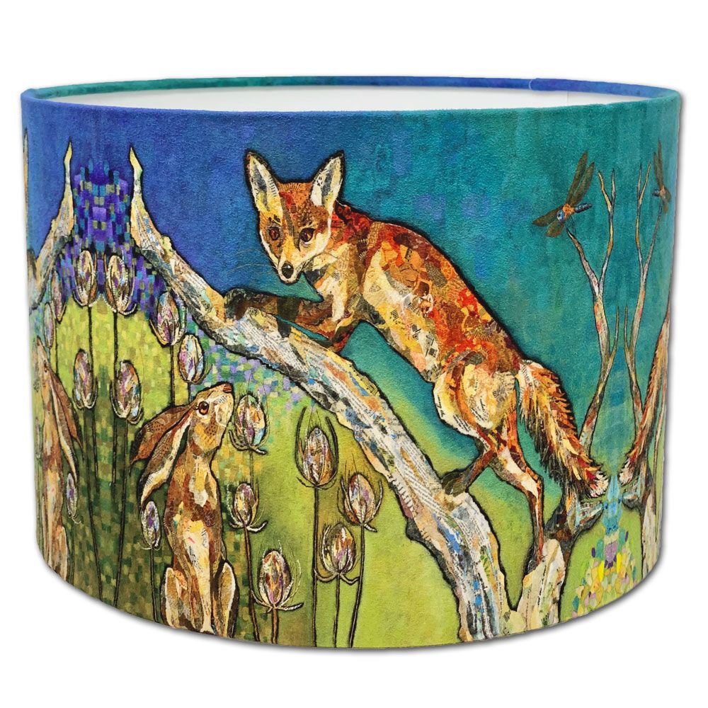 fox and hare lampshade by Dawn Maciocia