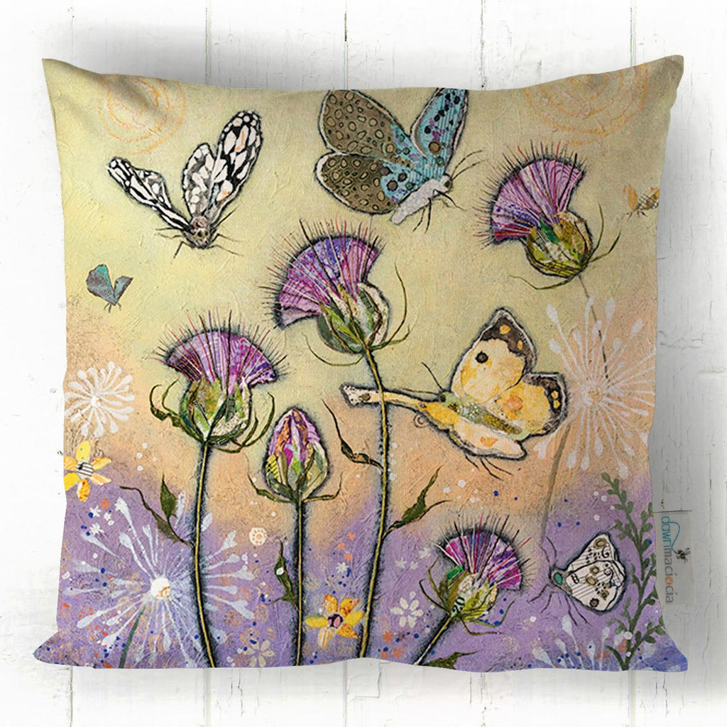 butterflies faux suede cushion