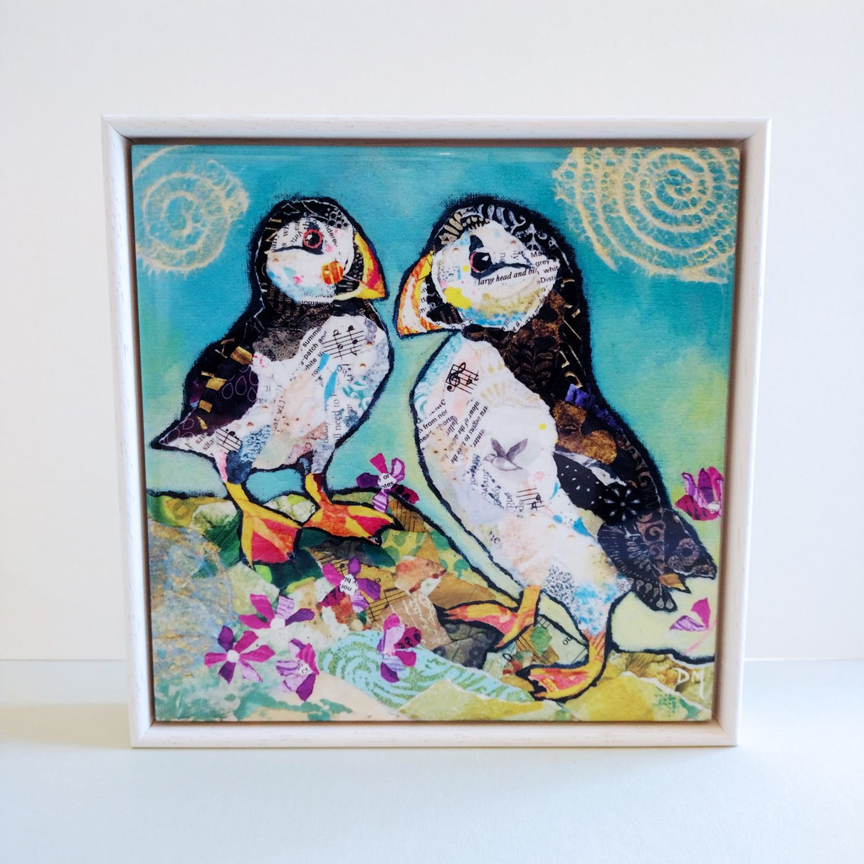 Puffin Pals framed ceramic tile