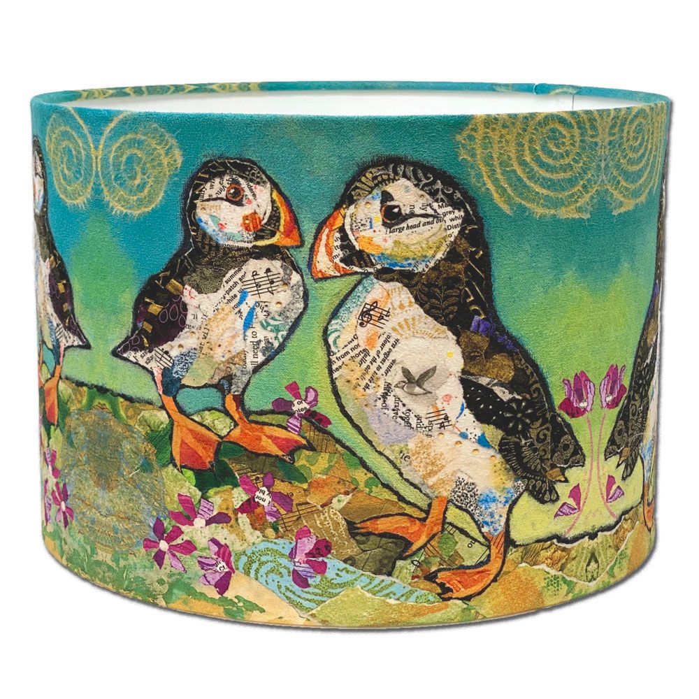 Puffins lampshade by Dawn Maciocia