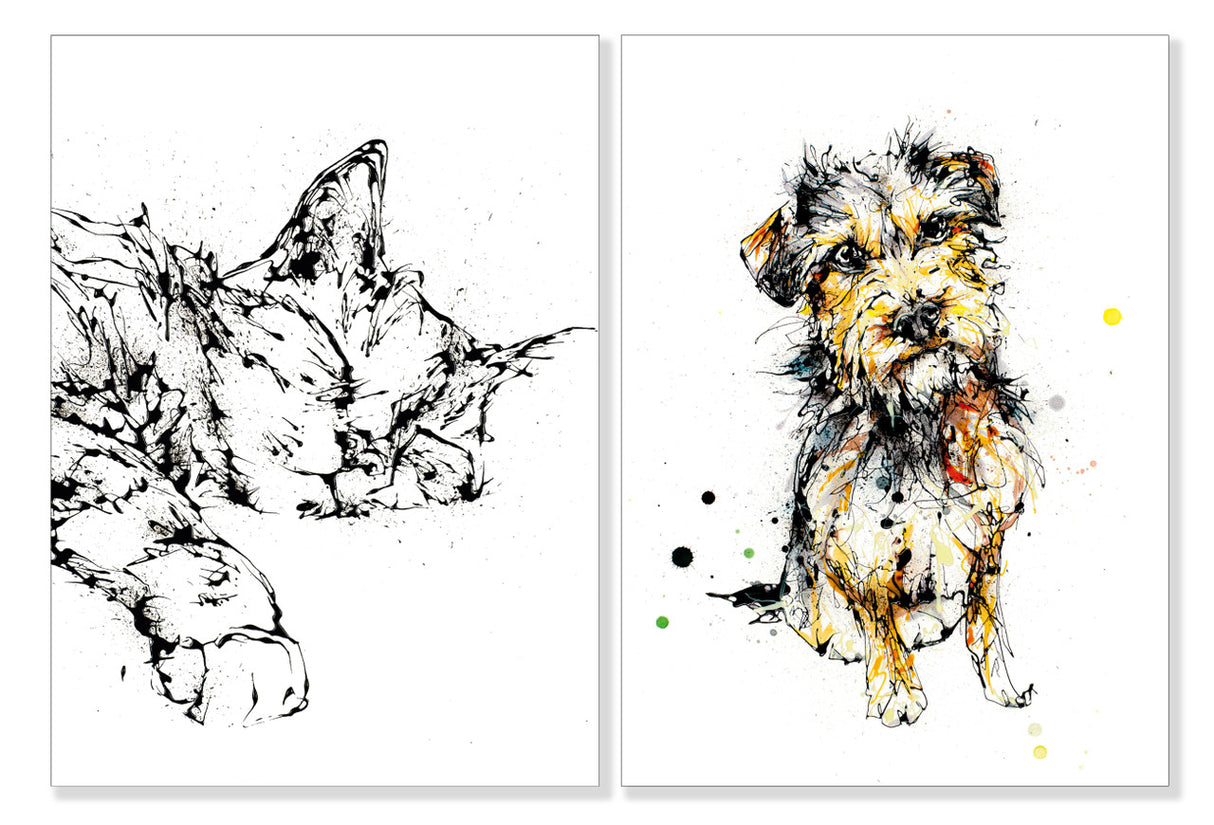Dog & Cat, pack of notecards by Kathryn Callaghan