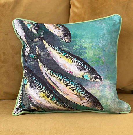Mackerel Shoal cushion by Dollyhotdogs