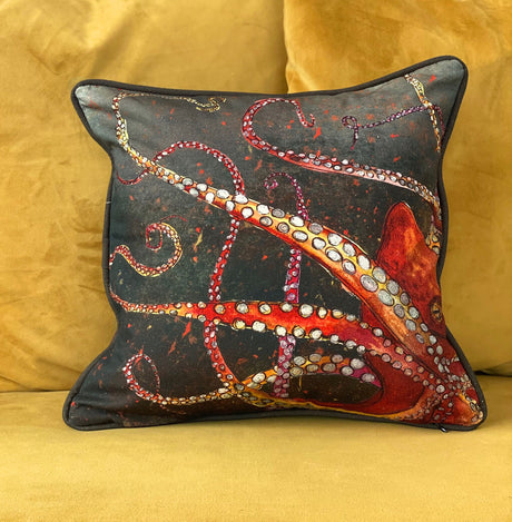Red Octopus cushion by Dollyhotdogs