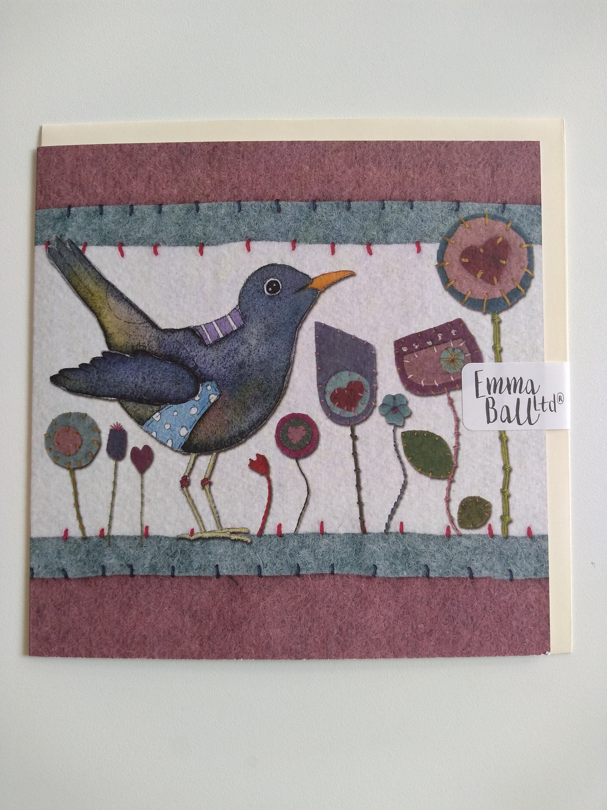 Stitched Blackbird card by Emma Ball