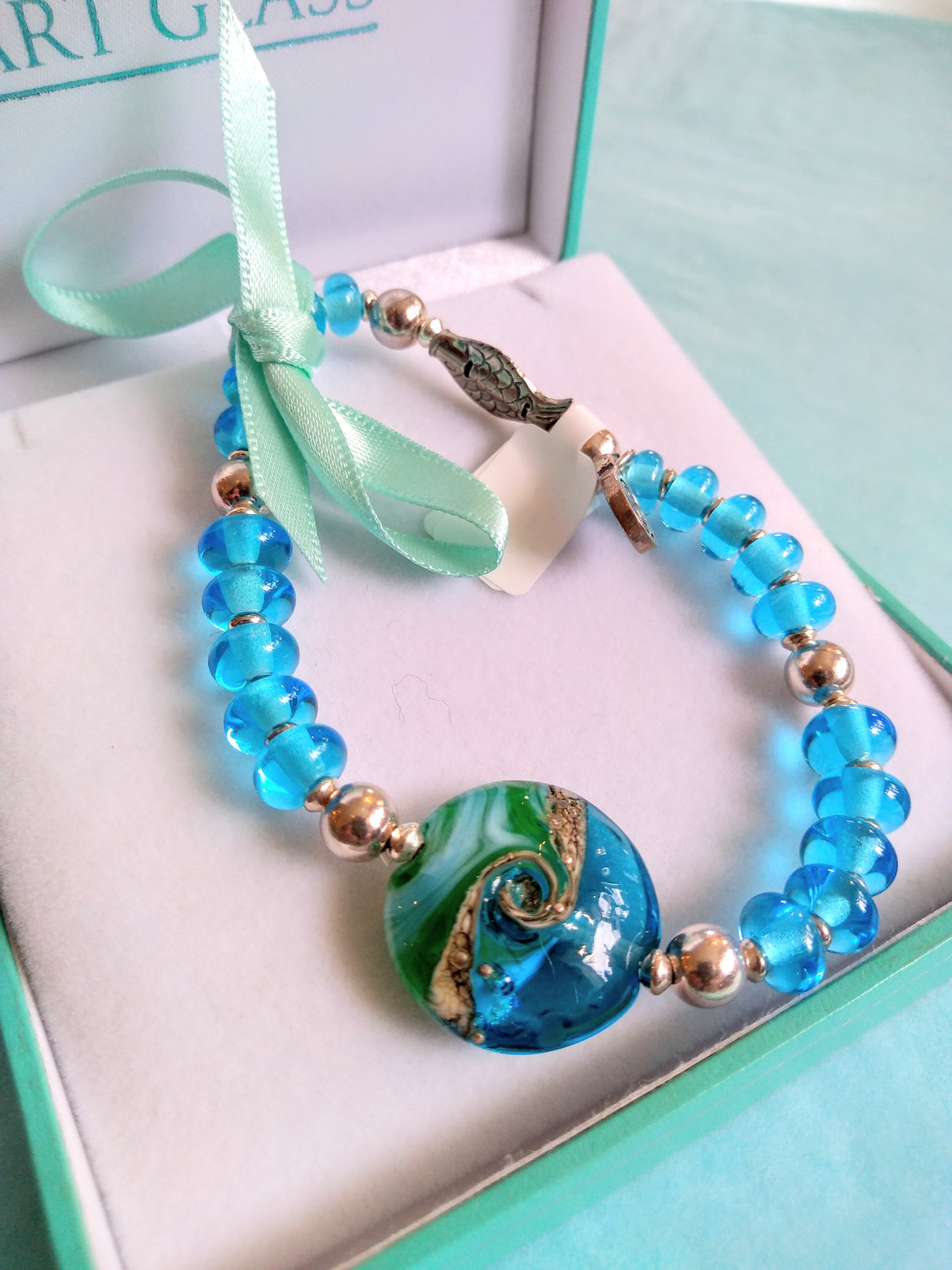 Deep Blue Sea Silver Fish bracelet