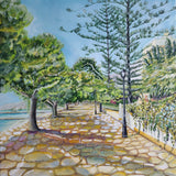 "The Pine Walk, Puerto Pollensa, Mallorca" print by Liz Hackney